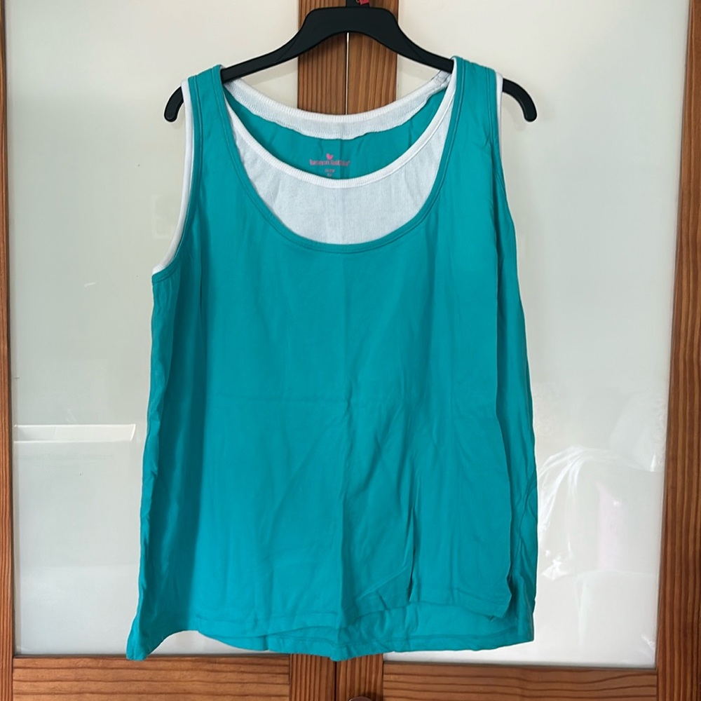 Teal and white tank top